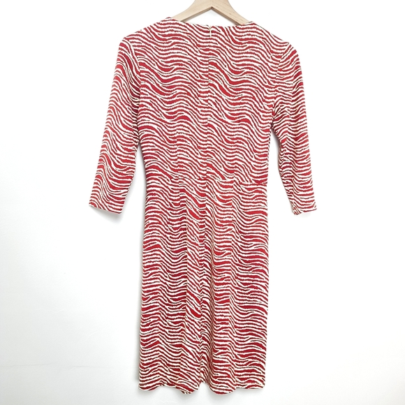 J. McLaughlin Ruched Waist A-Line Brown and Cream Zebra Print Dress - Picture 3 of 7